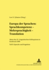 Image for Europa Der Sprachen: Sprachkompetenz - Mehrsprachigkeit - Translation
