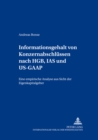 Image for Informationsgehalt Von Konzernabschluessen Nach Hgb, IAS Und Us-GAAP
