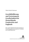Image for Geschaeftsfuehrung Und Vertretung Im Gesellschaftsrecht Deutschlands, Frankreichs Und Englands