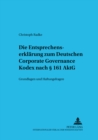 Image for Die Entsprechenserklaerung Zum Deutschen Corporate Governance Kodex Nach § 161 Aktg