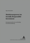 Image for Markttransparenz Im Socially Responsible Investment : Konsequenzen Fuer Eine Nachhaltige Erwachsenenbildung