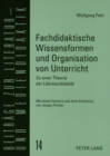 Image for Fachdidaktische Wissensformen Und Organisation Von Unterricht