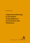 Image for Argumentrealisierung in Deverbalen Nominalphrasen Im Deutschen Und Polnischen