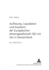 Image for Aufloesung, Liquidation Und Insolvenz Der Europaeischen Aktiengesellschaft (Se) Mit Sitz in Deutschland