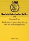 Image for Die Entstehung Und Fortbildung Des Reichserbhofgesetzes