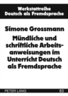 Image for Muendliche Und Schriftliche Arbeitsanweisungen Im Unterricht Deutsch ALS Fremdsprache