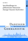 Image for Sprechhandlungen Im Publizistischen Material Der «Danziger Neuesten Nachrichten»