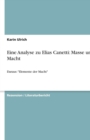 Image for Eine Analyse Zu Elias Canetti : Masse Und Macht