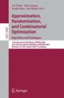 Image for Approximation, Randomization, and Combinatorial Optimization. Algorithms and Techniques