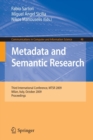 Image for Metadata and Semantic Research : Third International Conference, MTSR 2009, Milan, Italy, October 1-2, 2009. Proceedings