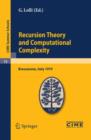 Image for Recursion Theory and Computational Complexity