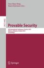 Image for Provable Security : 4th International Conference, ProvSec 2010, Malacca, Malaysia, October 13-15, 2010, Proceedings