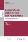 Image for Combinatorial Optimization and Applications : 4th International Conference, COCOA 2010, Kailua-Kona, HI, USA, December 18-20, 2010, Proceedings, Part I