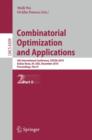 Image for Combinatorial Optimization and Applications : 4th International Conference, COCOA 2010, Kailua-Kona, HI, USA, December 18-20, 2010, Proceedings, Part II