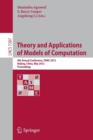 Image for Theory and Applications of Models of Computation : 9th Annual Conference, TAMC 2012, Beijing, China, May 16-21, 2012. Proceedings