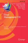 Image for Trust Management VII: 7th IFIP WG 11.11 International Conference, IFIPTM 2013, Malaga, Spain, June 3-7, 2013, Proceedings