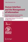 Image for Human Interface and the Management of Information : Information and Interaction for Learning, Culture, Collaboration and Business, 15th International Conference, HCI International 2013, Las Vegas, NV,