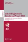 Image for Data and Applications Security and Privacy XXVII