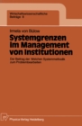 Image for Systemgrenzen im Management von Institutionen: Der Beitrag der Weichen Systemmethodik zum Problembearbeiten