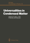 Image for Universalities in Condensed Matter: Proceedings of the Workshop, Les Houches, France, March 15-25,1988