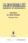 Image for Elements of Mathematics Functions of a Real Variable : Elementary Theory
