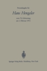 Image for Freundesgabe fur Hans Hengeler zum 70. Geburtstag am 1. Februar 1972