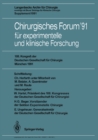 Image for Chirurgisches Forum &#39;91 fur experimentelle und klinische Forschung: 108. Kongre der Deutschen Gesellschaft fur Chirurgie Munchen, 16.-20. April 1991