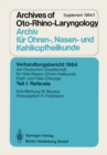 Image for Verhandlungsbericht 1984 Der Deutschen Gesellschaft Fur Hals- Nasen- Ohren-heilkunde, Kopf- Und Hals-chirurgie: Teil I: Referate.