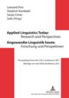 Image for Applied Linguistics Today: Research and Perspectives - Angewandte Linguistik heute: Forschung und Perspektiven: Proceedings from the CALS conference 2011 - Beitraege von der KGAL-Konferenz 2011