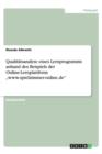 Image for Qualitatsanalyse eines Lernprogramms anhand des Beispiels der Online-Lernplattform &quot;www.spielzimmer-online.de