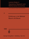 Image for Einfuhrung in Die Methode Branch and Bound: Unterlagen Fur Einen Kurs Des Instituts Fur Operations Research Der Eth, Zurich