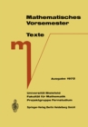 Image for Mathematisches Vorsemester: Texte. Ausgabe 1972