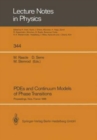 Image for PDEs and Continuum Models of Phase Transitions : Proceedings of an NSF-CNRS Joint Seminar Held in Nice, France, January 18-22, 1988