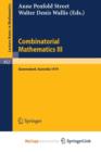 Image for Combinatorial Mathematics III