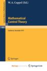 Image for Mathematical Control Theory