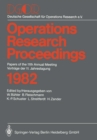 Image for Operations Research Proceedings 1982