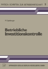 Image for Betriebliche Investitionskontrolle: Grundprobleme Und Losungsansatze. : 9