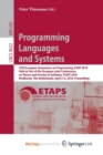 Image for Programming Languages and Systems : 25th European Symposium on Programming, ESOP 2016, Held as Part of the European Joint Conferences on Theory and Practice of Software, ETAPS 2016, Eindhoven, The Net