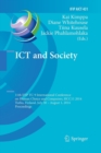 Image for ICT and Society : 11th IFIP TC 9 International Conference on Human Choice and Computers, HCC11 2014, Turku, Finland, July 30 - August 1, 2014, Proceedings