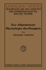 Image for Zur Allgemeinen Physiologie des Hungers