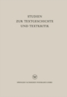 Image for Studien zur Textgeschichte und Textkritik