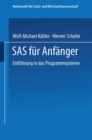 Image for SAS fur Anfanger: Einfuhrung in das Programmsystem