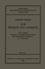 Image for Zum Problem von Lagrange: Vier Vortrage Gehalten im Mathematischen Seminar der Hamburgischen Universitat (7.-24. Juli 1928)