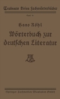 Image for Worterbuch zur deutschen Literatur