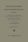 Image for Katalog der Handschriften der Konigl. Offentlichen Bibliothek zu Dresden