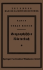 Image for Geographisches Worterbuch: Allgemeine Erdkunde