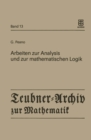 Image for Arbeiten zur Analysis und zur mathematischen Logik : 13