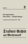Image for Korrespondenz Felix Klein - Adolph Mayer: Auswahl aus den Jahren 1871 - 1907