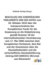 Image for BESCHLUSS vom 20. Oktober 2010 uber die Inanspruchnahme des Europaischen Fonds fur die Anpassung an die Globalisierung gemass Nummer 28 der Interinstitutionellen Vereinbarung vom 17. Mai 2006 uber die