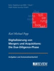 Image for Grundlagen der Digitalisierung von Mergers und Acquisitions : Die Due-Diligence-Phase: Aufgaben und Automatisierbarkeit